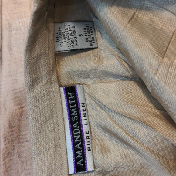 Vintage lined linen skirt light khaki - Picture 5 of 16